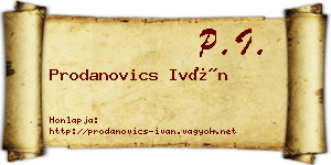 Prodanovics Iván névjegykártya